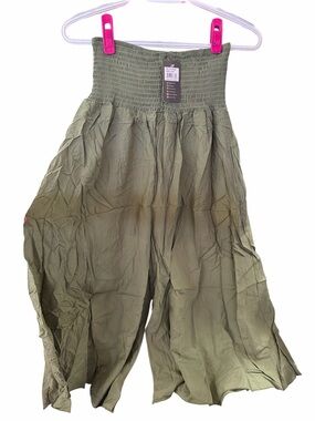 Green smocked pilazzo pants s/m